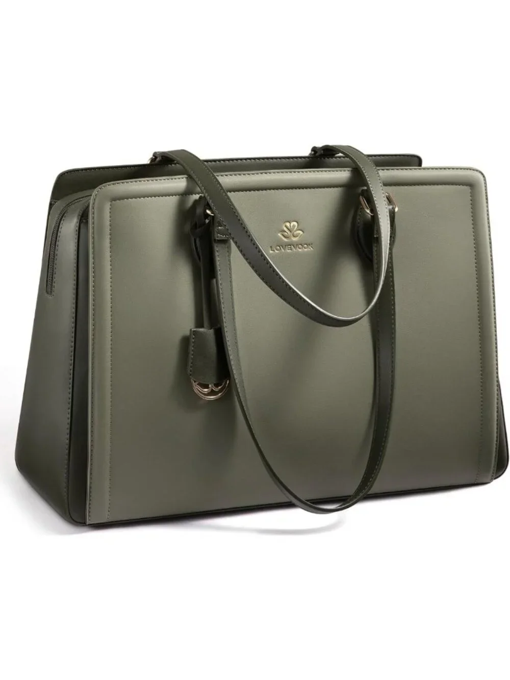 Stylish Large Capacity Leather Laptop Tote Bag, Waterproof Work Bag for Women